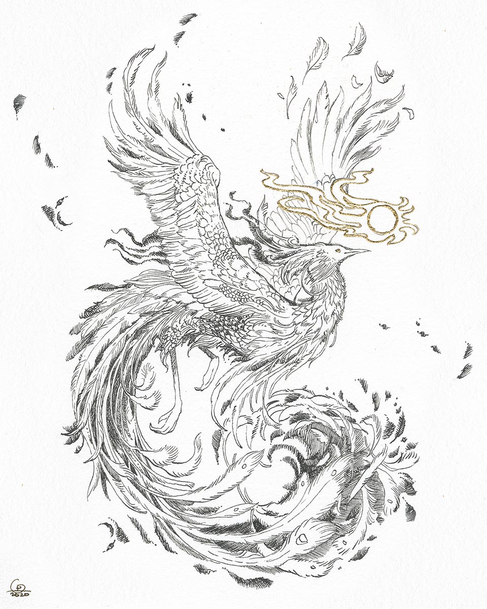Simurgh Tattoo Large Bird Black Wait Stock Illustration 2128517168 |  Shutterstock